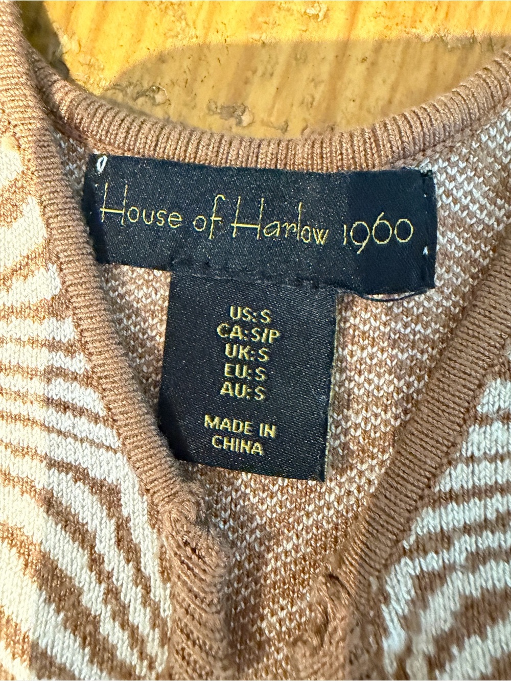 House of Harlow 1960 Brown & Cream Geometric Knit Midi Dress - Picture 5 of 10